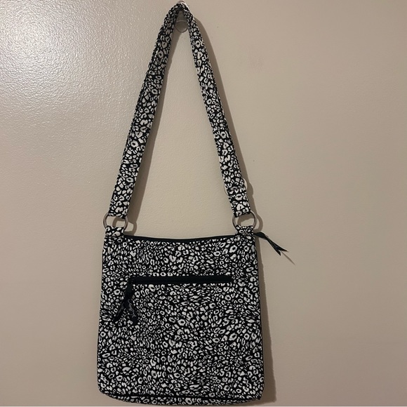 Vera Bradley Black White Printed Cloth Crossbody Bag Adjustable Strap - Picture 5 of 7